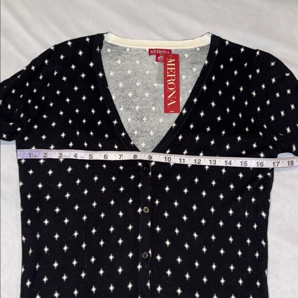 Merona Black and White Cardigan Cotton Blend Sweater - Picture 7 of 15